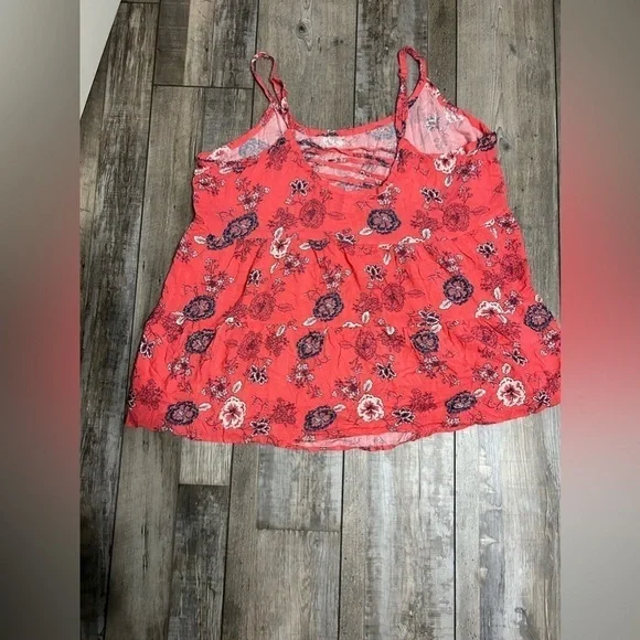Torrid 1 size 14 16 coral tank top adj straps flowy strappy back floral - Picture 6 of 6
